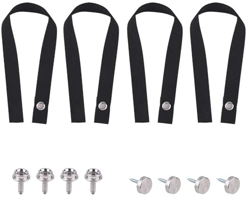 lasuroa 4pcs Pontoon Boat Ladder Strap, 18 Inches Polyester Boat Ladder Strap Belt Replacement Rope with Screws for Ship Car RV Garage Accessories Part