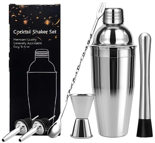 Lumanothy Cocktail Shakers Set, 6 Pieces Cocktail Making Kit, 750ml Stainless Steel Bar Tool Set for Home, bar, Party
