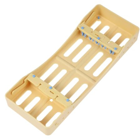 VINTORKY Sterilisationsbox Kunststoff Abs für 5 Instrumente Gelb mit Deckel Sterilisationsgestell Faltbar Zahnpflege Mundpflege Zubehör