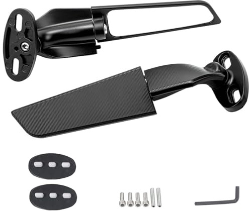 Motorcycle Mirrors, 360° Adjustable Stealth Wing Rear View Mirrors, Folding Aerodynamic Motorbike Side Mirrors in Aluminum Alloy, Compatible with Ninja ZX6R ZX10R CBR GSXR (109 * 54mm)