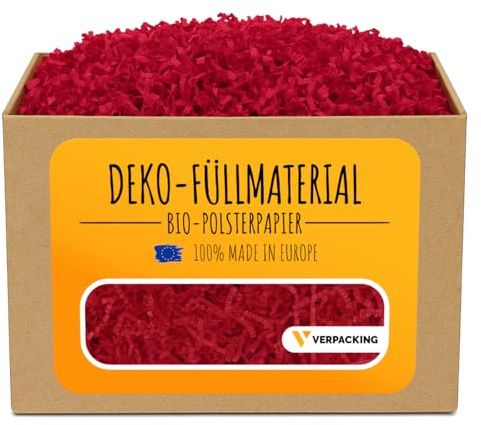 verpacking Geschenkfüllmaterial Dunkelrot [Farbe und Menge wählbar] Füllmaterial für Geschenkboxen Körbe und Tüten 100% Recycling Papier Polstermaterial 2 kg