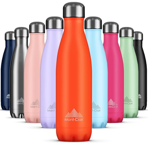 Botella Térmica Acero Inoxidable, Isotérmica, sin BPA, 500 ml | Conserva Bebidas Frías 24 Horas o Calientes 12, Tapa Antifugas, Doble Pared Aislante, Perfecta para Deporte, Naranja