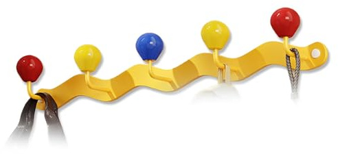 YAVYAV 4/5/6 Crochets Porte-manteau Mural, Crochets Muraux Adhésifs Et À Visser, Barre À Crochets Boule En Bois Pour Entrée, Salle De Bain, Chambre, Cuisine(Yellow,49.3cm/17.2in)