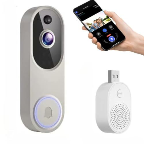Neksong Mivrass Video Doorbell Camera Wireless with AI Human Detection, Two-Way Audio, Night Vision, Long Battery Life, Cloud Storage (Beige-USB)