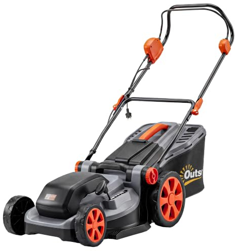 Outsunny Tagliaerba Elettrico 1800W con Funzione Mulching 40cm GrigioChiaro | Sacco da 50L, Tosaerba Elettrico, Manico Staccabile Regolabile, 6 Altezza di Taglio 25-75 mm