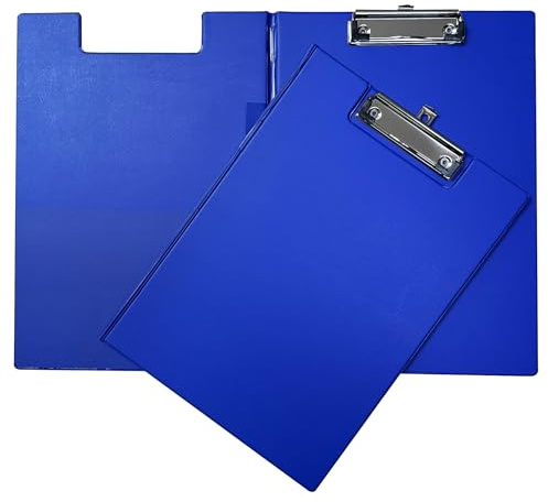 Janrax Blue Foldover Clipboard – A4 Folding Clipboard with Front Cover, Inside Pocket & Hanging Hook