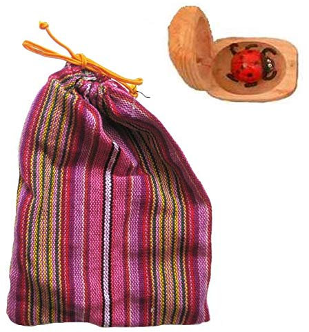 vendo 1 Glückskäfer, Marienkäfer aus Holz, Glücksbringer mit Beutel, Stoffsäckchen in verschiedenen Farben