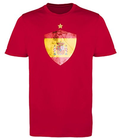 Comedy Shirts – Maillot de football imprimé pour fille – Nom et numéro au choix – tous pays – 100 % polyester – Col rond – Couleurs et tailles au choix M espagne