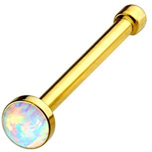 beyoutifulthings Nasen-Piercing weißer Opal Nasen-Ring Nasen-Stecker Chirurgenstahl Gold Roségold Schwarz Stab 0,8/6mm Stein 2,5mm
