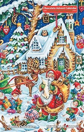 Adventskalender mit Weihnachtsmann-Helpers-Motiv, Schokolade (Countdown bis Weihnachten)