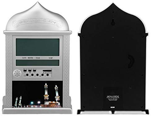 Hilitand Muslimische islamische Gebetsuhr Azan Athan Gebetsalarm Wanduhr + Benutzerhandbuch, angetrieben durch 4 * 15V AA-Batterie (Nicht enthalten), Schwarz