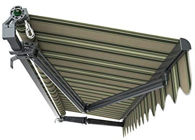 Primrose 3.5m Manual Awning Charcoal Cassette Mayfair DIY Patio Awning Gazebo Canopy (11ft 6) Complete with Fittings and Winder Handle (Multistripe)