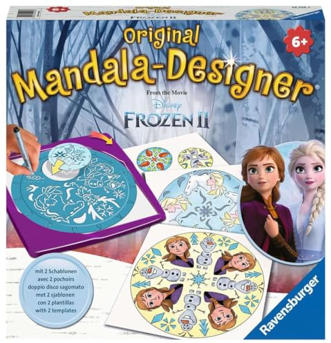 Ravensburger Mandala Designer Frozen 2 29026, Zeichnen Lernen mit Anna und ELSA für Kinder ab 6 Jahren, Mandala-Schablonen für farbenfrohe Mandalas