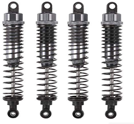 Hensych 4 Packung Einstellbares Öl 60mm 85mm 100mm Stoßdämpfer vorne und hinten aus Metall für 1/10 RC Auto LKW Teile Crawler Typ Axial SCX10 TRX4 D90 (Silber, 100mm)
