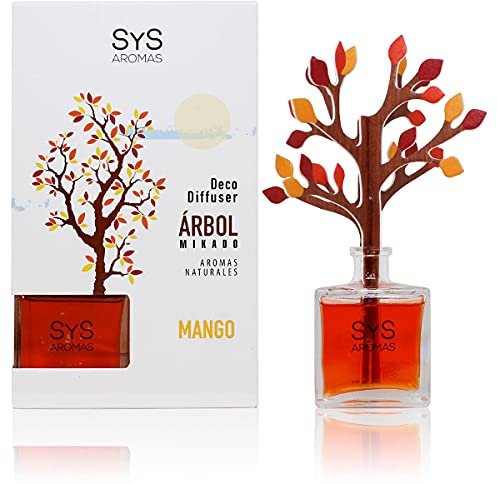SYS Aromas Ambientador Decorativo Árbol - Fragancia Duradera a Mango - Aromatizador para Hogar, Oficina y Baño - 90 ml