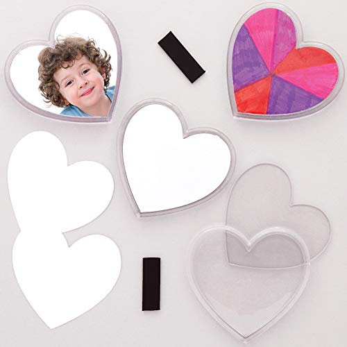 Baker Ross AT362 Heart Fridge Magnets Kits - Pack of 6, Creative Valentine's Day Art and Craft Supplies for Kids to Make and Decorate