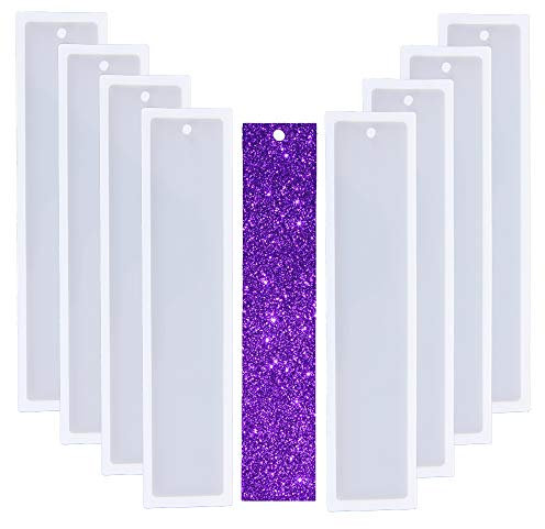 Nifocc Lot de 8 marque-pages en résine - Forme rectangulaire - Moule en silicone époxy - Bijoux - Artisanat - Forme transparente - Marque-page Casting