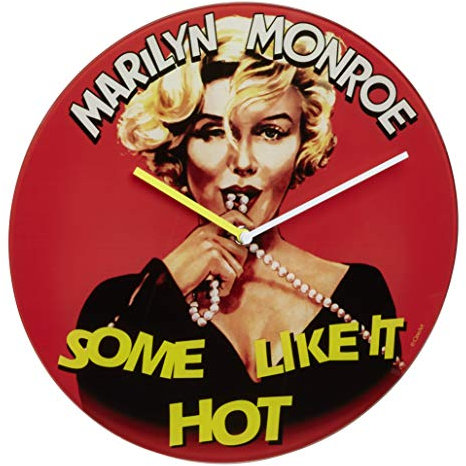 TFA Dostmann Cinema Legends Wanduhr, 60.3059.11, Marilyn Monroe, 30cm Durchmesser, Retro-Design, analog, rot, (L) 300 x (B) 40 x (H) 300 mm