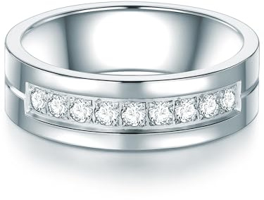 Trilani Damen Ring Edelstahl | Bandring, Zirkonia, weiß