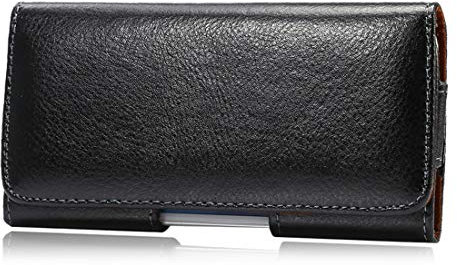 Horizontal Premium Genuine Leather Cell Phone Holster for iPhone 11 Pro Max,XS Max,8 Plus,7 Plus,6 Plus,6s Plus, Belt Loop with Clip Pouch Holder
