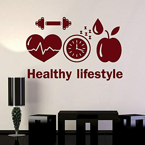 QIANGTOU Gym Wandtattoo Gesunder Lebensstil Diät Sport Motivation Diät Wandaufkleber Home Gym Dekoration Vinyl Abnehmbare Tapete 64x42cm