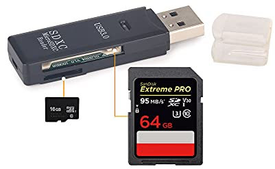 Erisin All-in-1 Externer USB 3.0 tragbarer Speicherkartenleser-Adapter für Micro SD MMC SDHC M2 TF 2 Steckplätze kompatibel mit Windows/Mac
