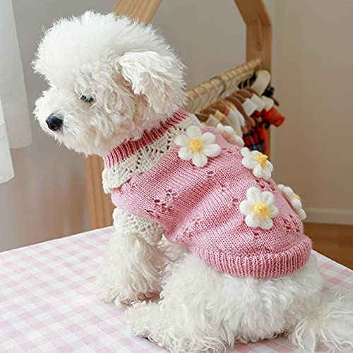 Maritown Pet Dog Clothes Winter Knitted Dog Jumpers Christmas Xmas Dog Jumper Outfits Clothes with Legs for Winter Small Medium Dogs Puppy Girl, Pink