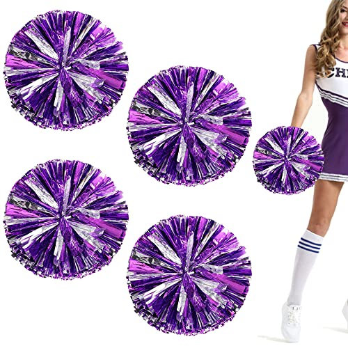 NTCL Cheer Cheer Cheer Pom Girl Sportive Jubel Team Vive Ball Zubehör Cheerleading Sport Teamspiele Pompons Pompons Kinder Förderung des Geistes (Violett + Silber)