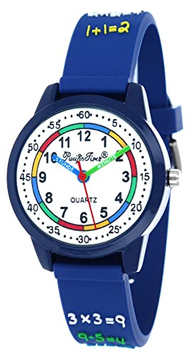 Pacific Time Kinder Armbanduhr Jungen Mädchen Kinderuhr Lernuhr 1x1 Zahlen in 3D Silikonarmband blau Analog Quarz 20553