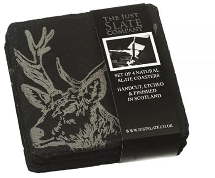 The Just Slate Company Set of 4 Country Animals Slate Coasters