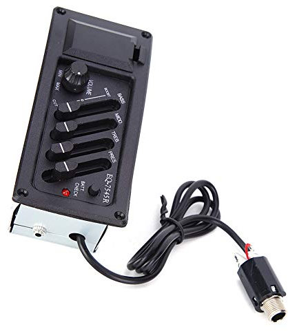 Changor EQ Guitare, 4 bandes de micro guitare EQ, 7545R Guitare Acoustique EQ Micro Guitare EQ 4 Bandes en Bois pour Acoustique Classique, Guitares Folk