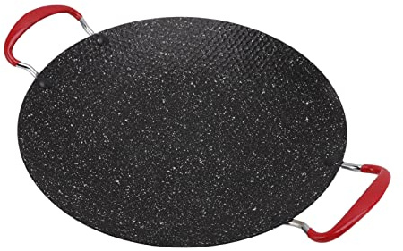 Koreanische BBQ Grill Pfanne, Nicht Gusseisen Griddle Pfanne für Herd Platte, Back Pfanne mit Griffen, Schnelle Heizung Barbecue Teller Herd Grill Indoor Outdoor Rills, Gas (34cm)