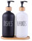Glass Kitchen Soap Dispenser Set with Tray by Brighter Barns - Hand and Dish Soap Dispenser for Kitchen Sink - Glass Soap Dispenser - Modern Boho Farmhouse Kitchen Decor (Black/White)