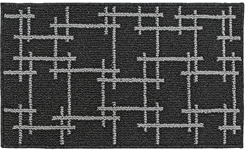 JVL Vector Machine Washable Latex Backed Doormat, 50x80cm, Black