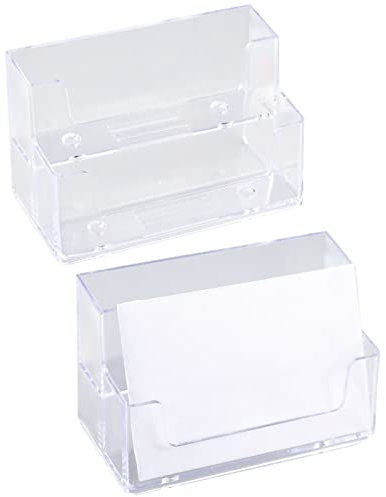Lot de 2 porte-cartes de visite en acrylique à 2 niveaux pour bureau