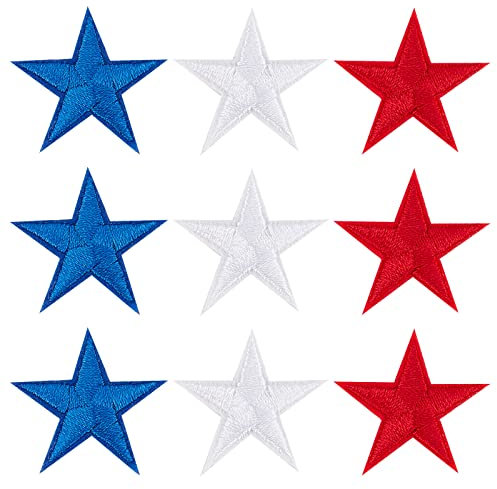 GORGECRAFT 90PCS Pentagram Patriotic Iron on Patches Embroidery Star Cloth Patch Independence Day Patches Sew on Appliques Fabric Stars Stickers for Clothing Jackets Backpack Repairing Decorations