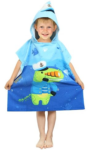 Badetücher Kinder mit Kapuze, Mikrofaser Poncho Handtuch Kinder Strandtücher Schwimmen Pool Handtuch Badetuch Duschtücher Bademantel für Mädchen, Jungen Kleinkind 2-8 Jahre alt (Krokodil)