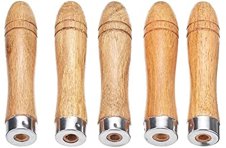 FUBESK Wooden Handle for File Cutting Tool Craft, Comfortable Wooden File Handle Replacement Accessories Jewelry Tool Accessorie for 4-6Inch File 9cm-5PCS