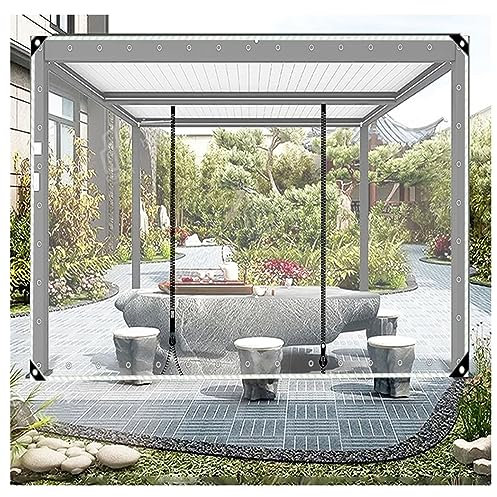 Tela cerata in PVC e porta con cerniera,0.0.5mm PVC Tarpaulin With Eyelets , Tenda da sole in plastica per balcone, telone, tenda da sole per gazebo in tela cerata pergola ( Size : H1xW4m/H3.2xW13.1ft