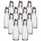 gouveo Bouteilles en verre de 250 ml avec bouchon mécanique - Lot de 12 - Bouteilles à étrier pour jus, liqueur, vin, bière, sirop, huile ou vinaigre - Réutilisables et faciles à nettoyer