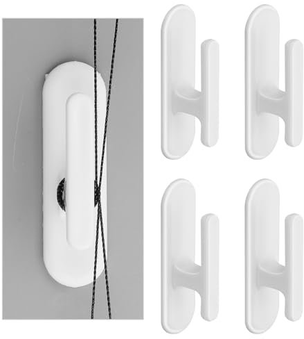 DSLSQD 4 Pieces Blind Cord Winder Safety Blind Cord Hooks Blind Cord Holder Adhesive Wall Hook Wrap Cleats Children Proofing for Home Office Window Blinds Curtains Sun Shades Ropes White