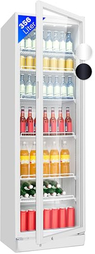 Bomann Réfrigérateur à Boissons 356 L KSG 7351, Porte en Verre, Blanc | porte en verre, éclairage intérieur, porte verrouillable, 6 étagères grillagées, usage commercial