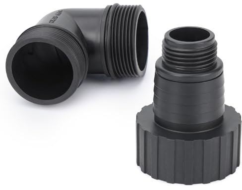 6699 Garden Hose Adapter Accessories for Submersible Water Pump 1-1/2 NPT Male to 1-1/2 NPT Male 90 Degree Elbow & 1-1/2 NPT Female to 3/4 GHT Male Plastic Connectors Easy to Connect Black RP-006