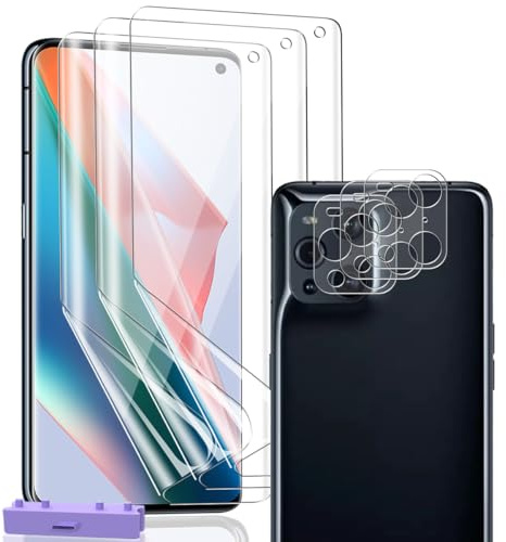 AnnhanT Schutzfolie für OPPO Find X3 Pro [Nicht-Glas], Flexible TPU-Folie und Panzer Schutz Glas Kameraschutz [3+3 Stück]. HD Film Anti-Kratzen