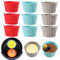 Baketron 9PCS Moule Silicone Air Fryer,Plat Pour Friteuse Sans Huile,Mafin Coupe Moule,Moule Pour Gâteau Au Four,Moule à Tarte Aux Oeufs，Air friteuse Accessoires, Silicone Bakeware，Rouge + gris + bleu