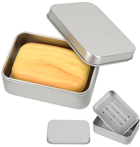 Behiruch 2 Stück Seifendose Reise aus Aluminium, Seifenbox mit Abtropfgitter, Seifenschalen Wasserdicht, Festes Shampoo Aufbewahrung, SeifenbehäLter für Hause, Reisen