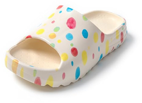 JOMIX Tongs Femme Imprimé Chaussons d'été en Caoutchouc Claquettes Femme pour Maison Douche Piscine Plage (Pois, 38-39)