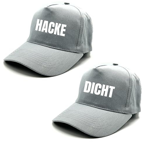 Herzbotschaft 2er Set Baseball Caps mit Spruch | HACKE DICHT | Farbwahl | Unisex Baseball Mützen | hochwertiger Druck | OneSize durch verstellbaren Klettverschluss