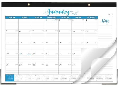 Tischkalender 2024 - Tischkalender 2024 von Jan. 2024 - Dez. 2024, 41,9 x 30,5 cm, 12 Monatskalender 2024 2-in-1, Kalender 2024 mit 2 Eckenschutz, dickes Papier, große linierte Blöcke - Klassisch