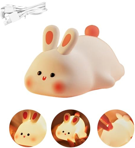 HIDRUO Big Face Rabbit Light, Dimmable Light up Bunny, Cute Silicone Baby lamp, Led Portable USB Rechargeable Children Rabbit Bedroom Lamps